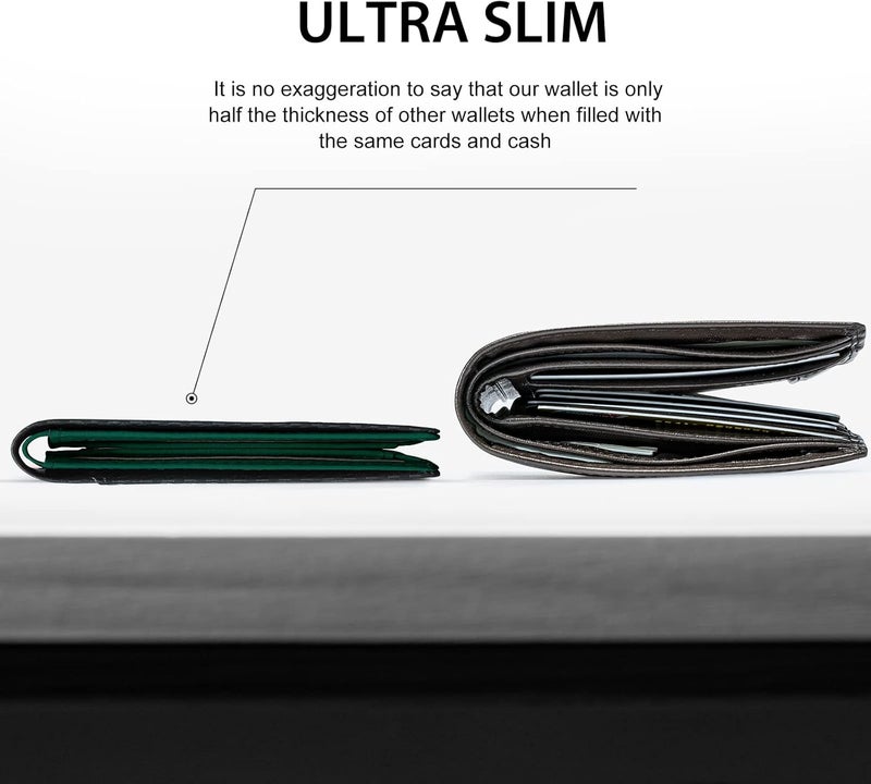 GSOIAX Slim Wallet for Men RFID Blocking Bifold Wallet Carbon Fiber Front Pocket Wallet with 11 Card Holder Minimalist Mens Wallet with Gift Box (Carbon Fiber - Green) - Image 2